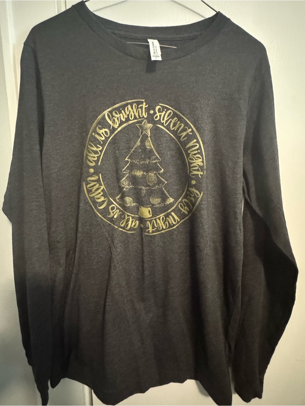 Bella Canvas Dark Gray Long Sleeve Tee with Gold Tree Graphic
